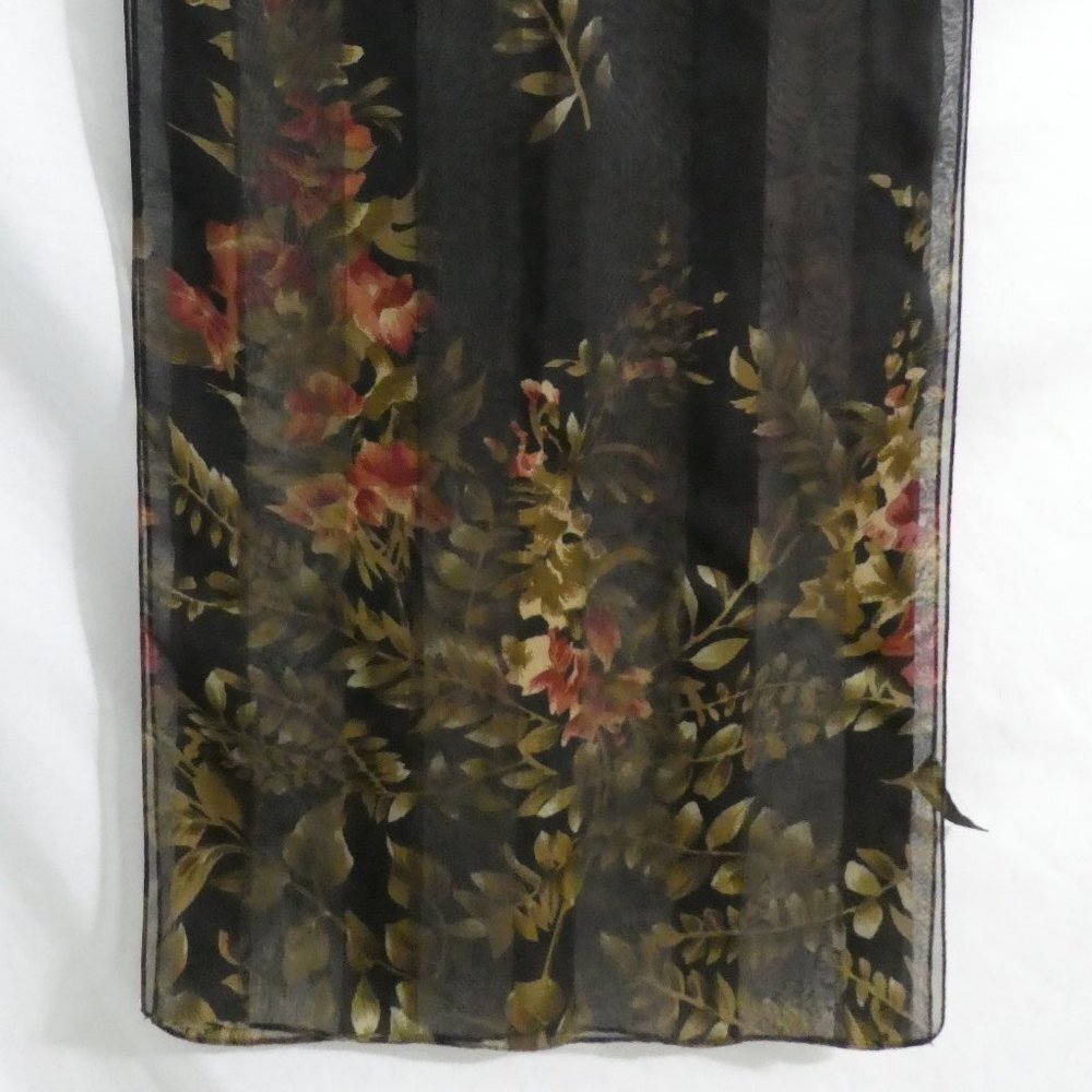 Sheer black striped colorful floral scarf / wrap, BNWOT